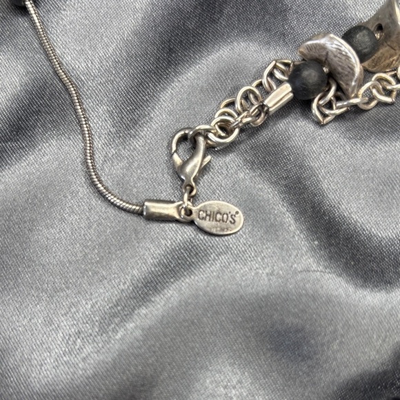 Silver and Black Beaded Necklace - Picture 2 of 3